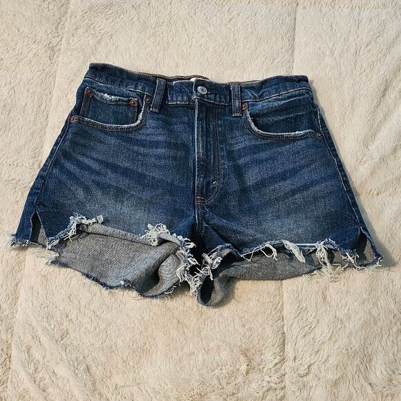 Abercrombie & Fitch Blue Jean Shorts Distressed Cut-Off Size 2 - Picture 1 of 3